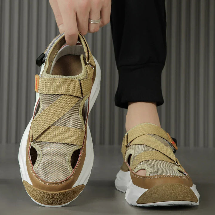 Light EVA summer slippers for women and men with designer look – Elian-Beige-3.5-State of Style