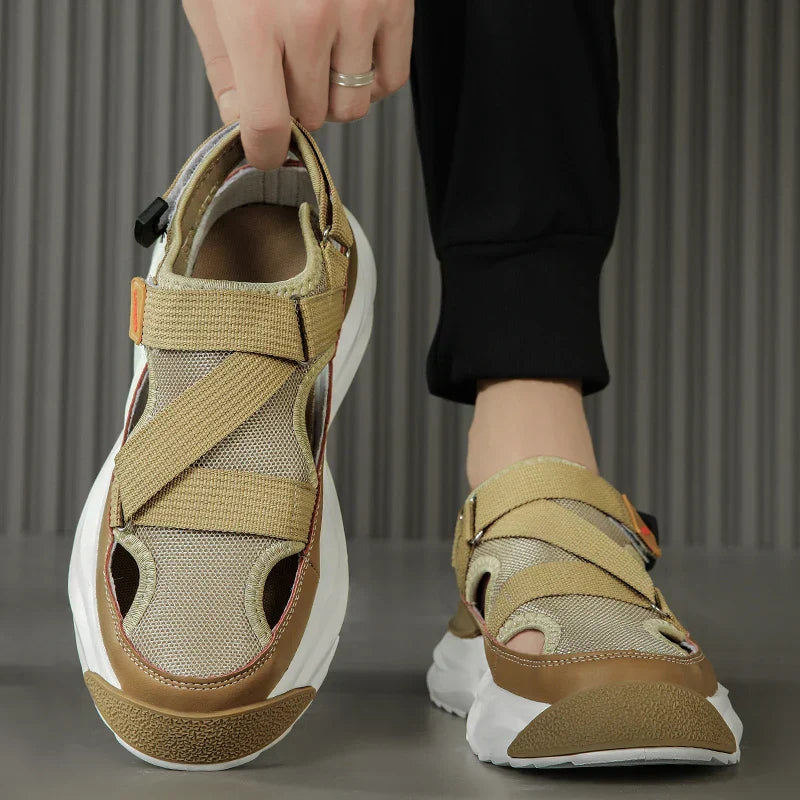 Light EVA summer slippers for women and men with designer look – Elian-Beige-3.5-State of Style