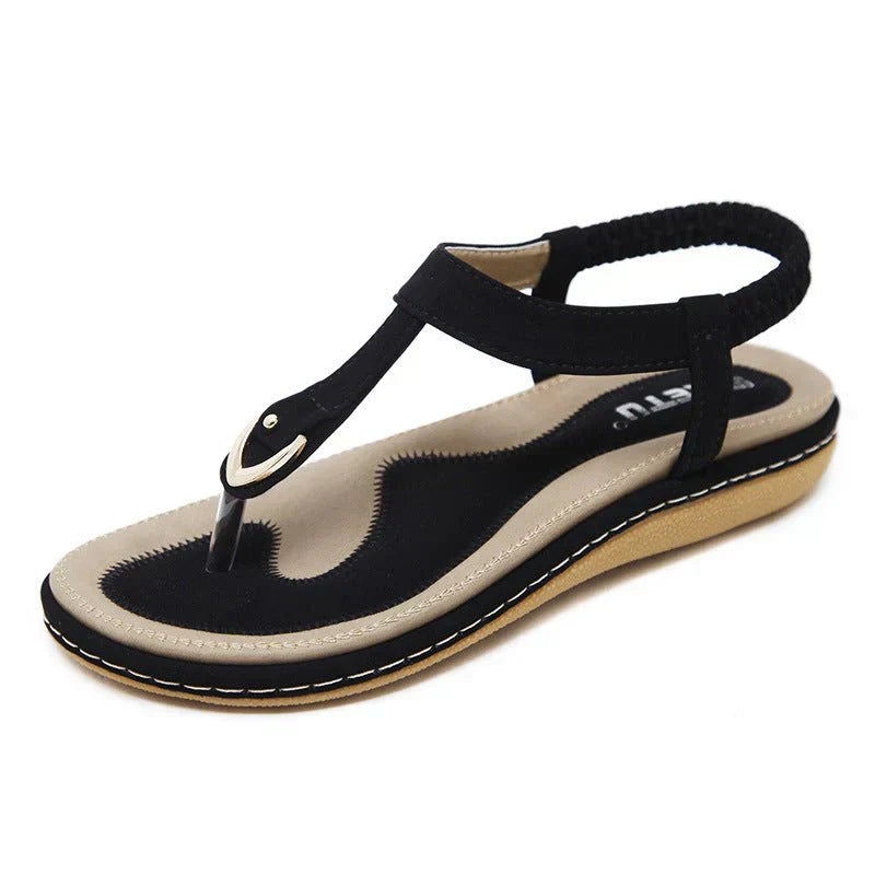 Light flat summer sandals for women – Elodie-Black-3-State of Style