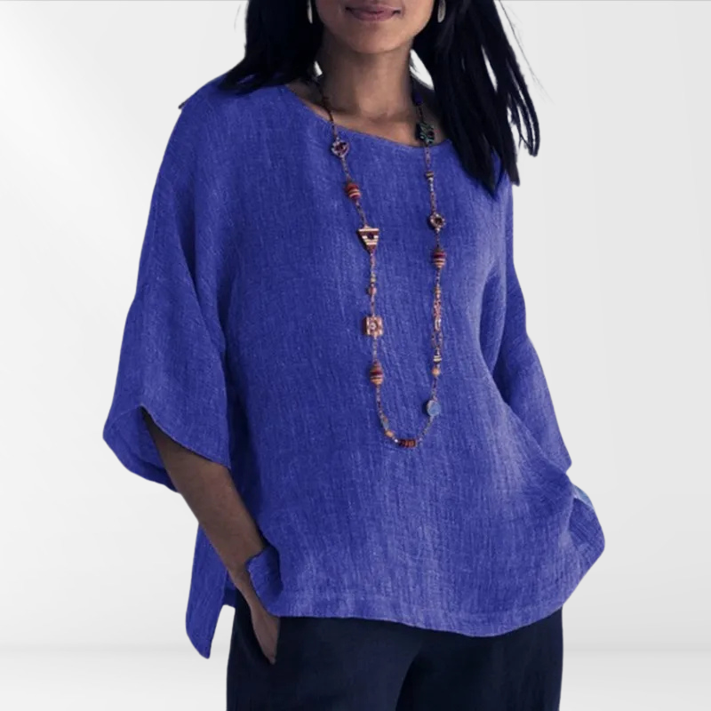 Light Ladies Shirt with Long Sleeves – Mae-Blue-S-State of Style