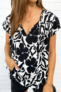 Light Ladies Summer Top – Isaline-White Black-S-State of Style