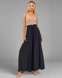 Light ladies' summer trousers with a high waist – Mira-Black-S-State of Style