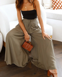 Light ladies' summer trousers with a high waist – Mira-White-S-State of Style