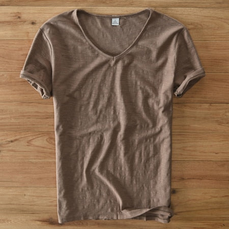 Light Linen V-Neck Shirt for Men – Breathable & Summery – Thilo-Brown-M-State of Style