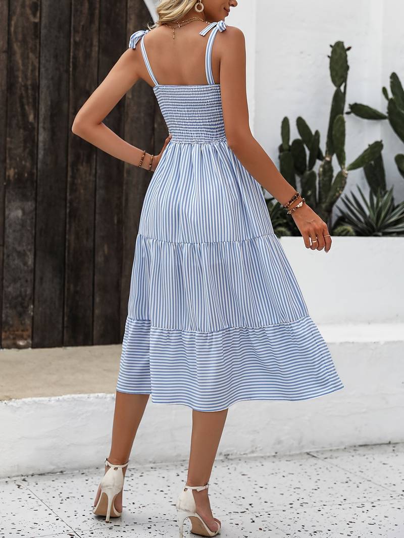Light & Striped Summer Dress with Adjustable Straps – Amira-S-State of Style