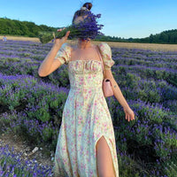 Light & Stylish Summer Dress with Floral Print and Puff Sleeves - Elina-S-State of Style