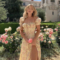 Light & Stylish Summer Dress with Floral Print and Puff Sleeves - Elina-S-State of Style