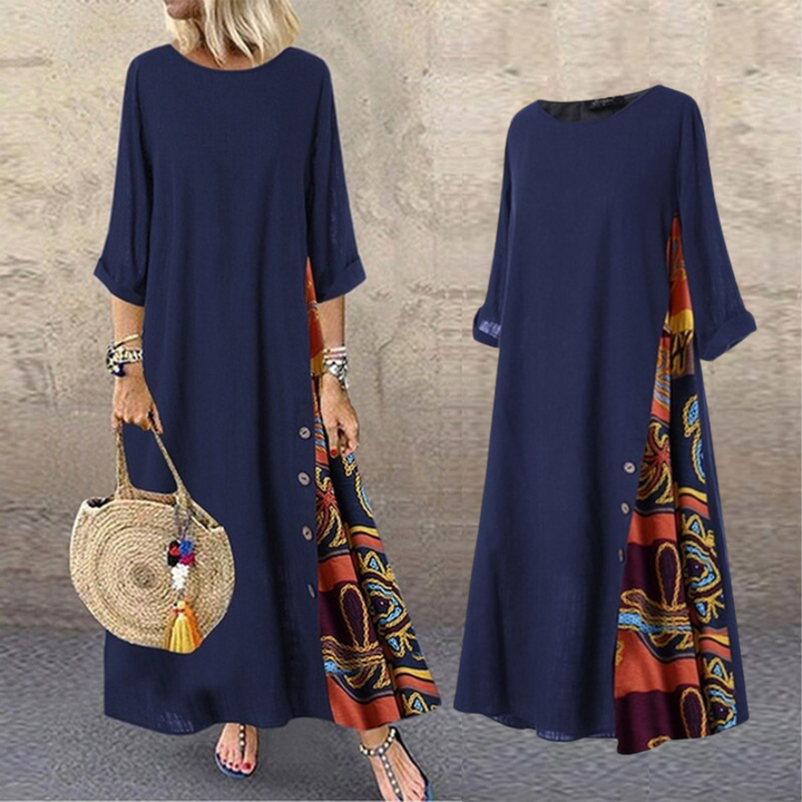 Light Summer Dress with Timeless Design – Nadine-Dark blue-S-State of Style
