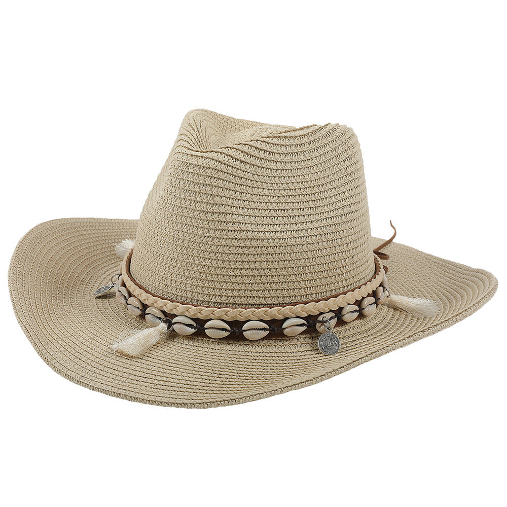 Light summer hat with shells and tassels - Jasmine-Beige-State of Style
