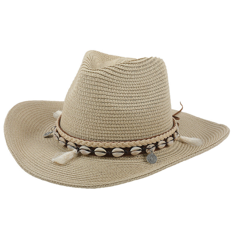Light summer hat with shells and tassels - Jasmine-Beige-State of Style