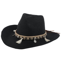 Light summer hat with shells and tassels - Jasmine-Black-State of Style