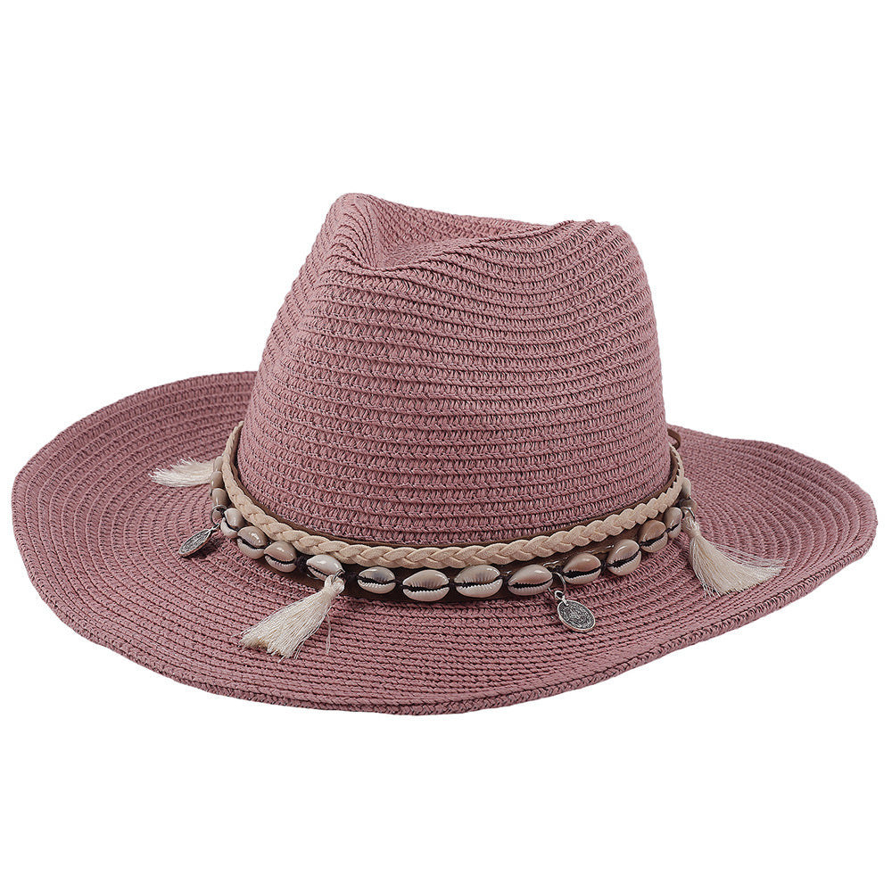 Light summer hat with shells and tassels - Jasmine-Purple-State of Style