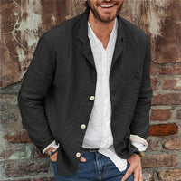 Light summer jacket made of a linen-cotton blend for men - Casper-Black-S-State of Style