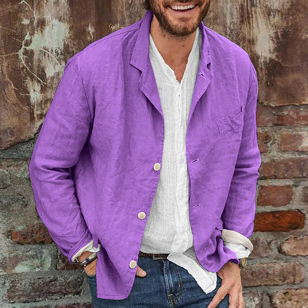 Light summer jacket made of a linen-cotton blend for men - Casper-Purple-S-State of Style