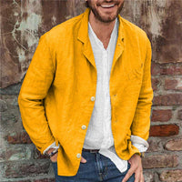 Light summer jacket made of a linen-cotton blend for men - Casper-Yellow-S-State of Style