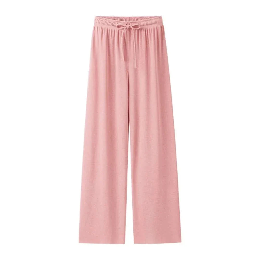 Light summer linen trousers for women – Mira-Pink-L-State of Style