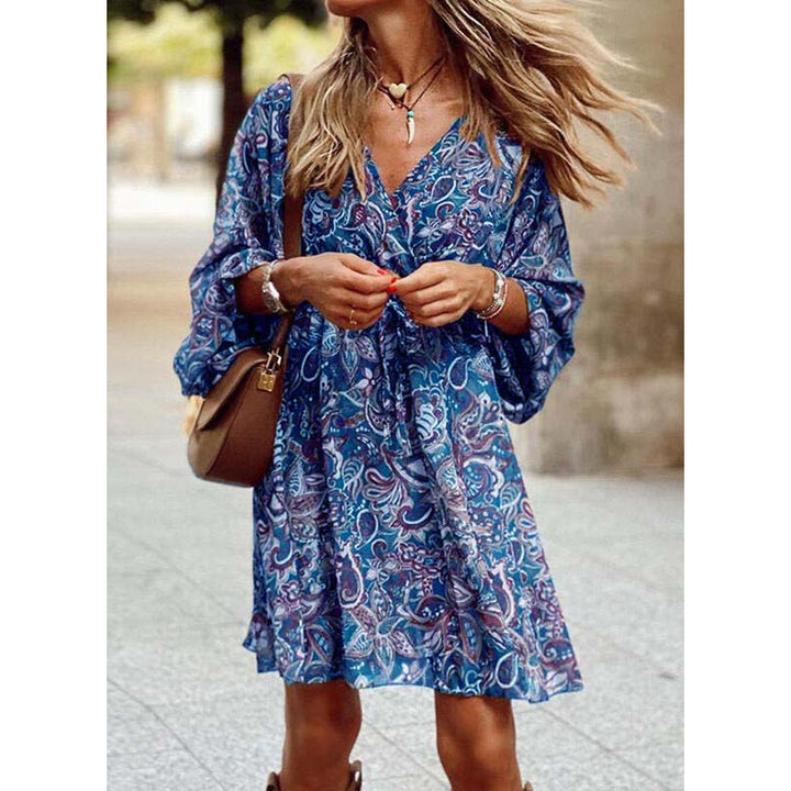 Light summer midi dress with a fitted silhouette - Elina-Blue-S-State of Style