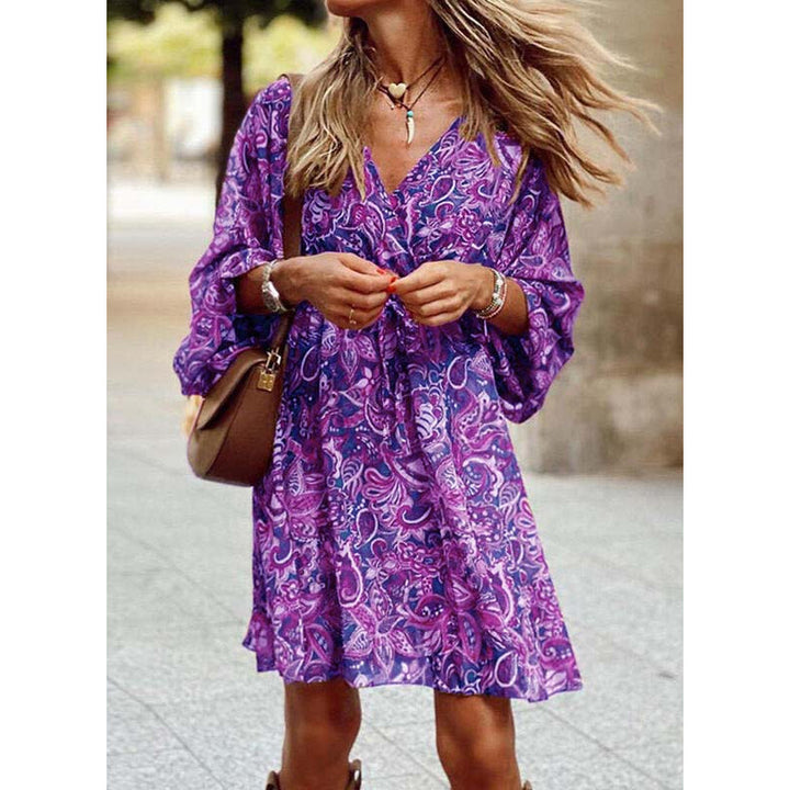 Light summer midi dress with a fitted silhouette - Elina-Purple-S-State of Style