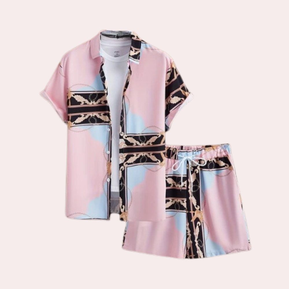 Light Summer Set for Men - Elias-Pink-S-State of Style