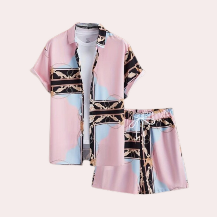 Light Summer Set for Men - Elias-Pink-S-State of Style