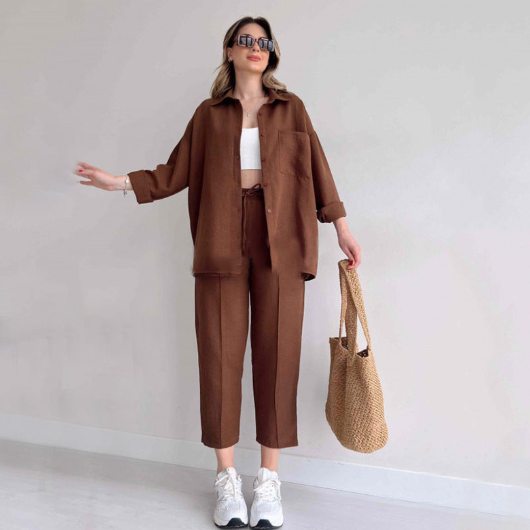 Light women's linen two-piece – Camille-Brown-S-State of Style