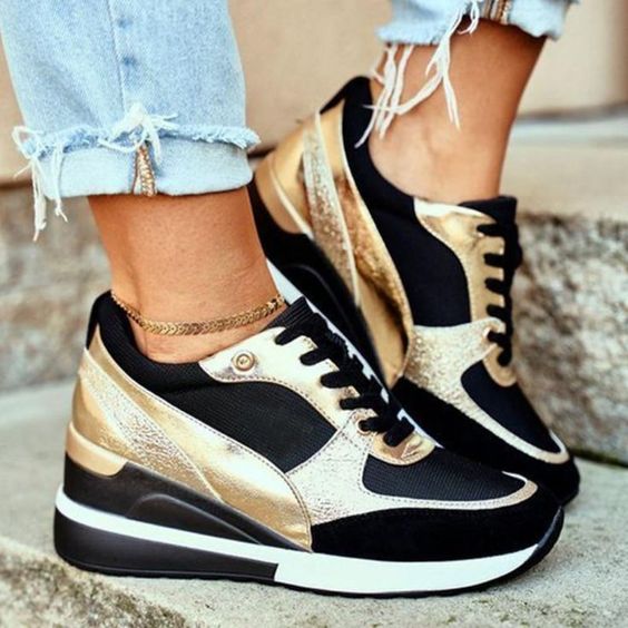 Lightweight Air Sneakers for Women - Nova-Black - Gold-4.5-State of Style