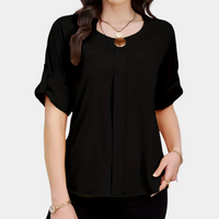 Lightweight Black Pleated Blouse for Women - Amira-XS-State of Style