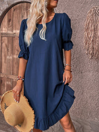 Lightweight Boho Summer Dress – Ylva-Dark blue-S-State of Style