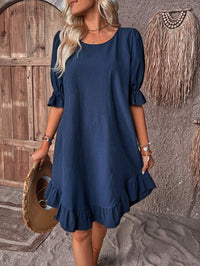 Lightweight Boho Summer Dress – Ylva-Dark blue-S-State of Style