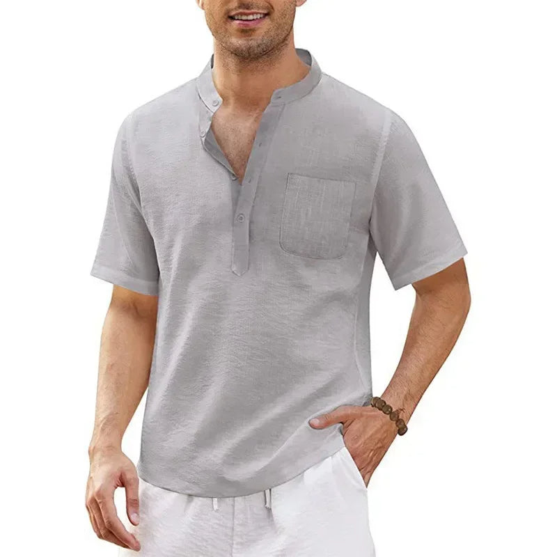 Lightweight Breathable Plus-Size Summer Shirt-Grey-2XL-State of Style