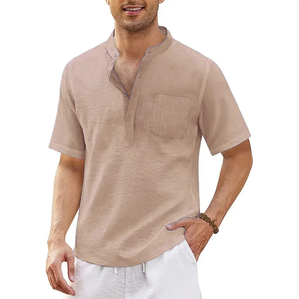 Lightweight Breathable Plus-Size Summer Shirt-Khaki-2XL-State of Style
