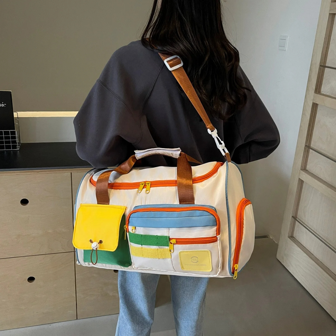 Lightweight Duffle Bag with Colour Blocks - FlexaBag-State of Style