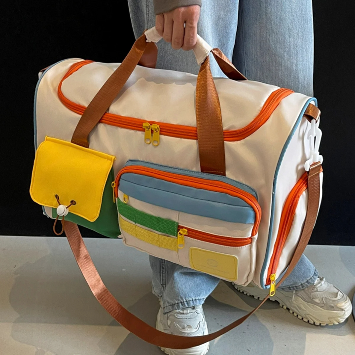 Lightweight Duffle Bag with Colour Blocks - FlexaBag-State of Style