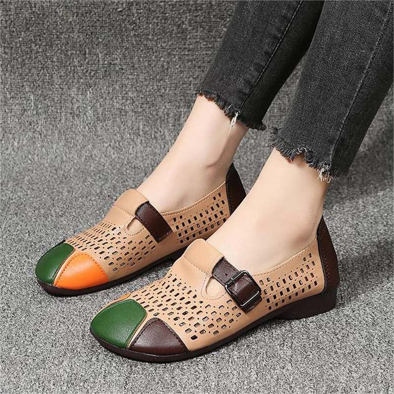 Lightweight Ladies' Sandals with Buckle – Zoë-Beige-3-State of Style