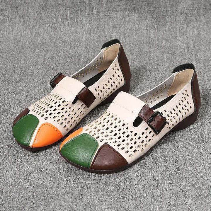 Lightweight Ladies' Sandals with Buckle – Zoë-Beige-3-State of Style