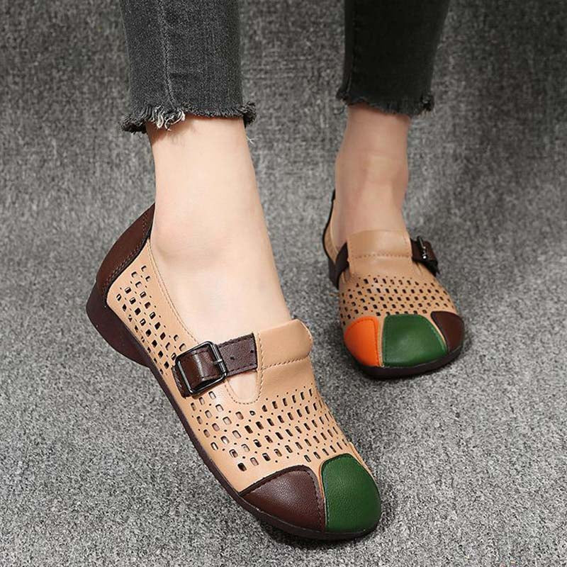 Lightweight Ladies' Sandals with Buckle – Zoë-Beige-3-State of Style