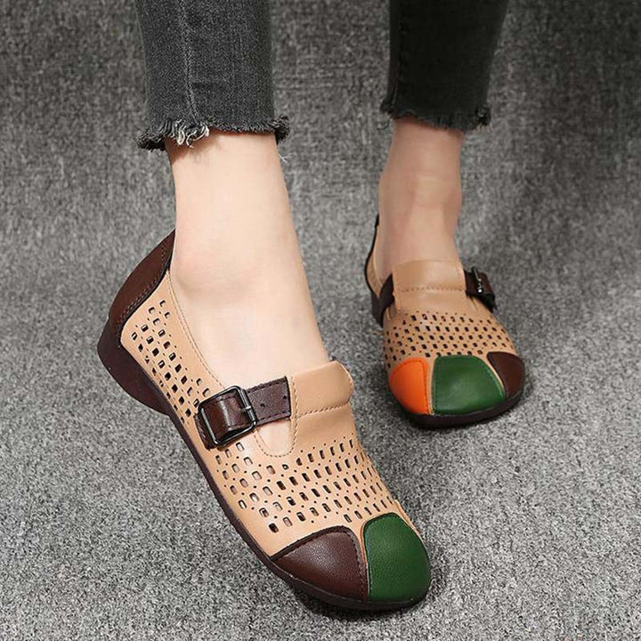 Lightweight Ladies' Sandals with Buckle – Zoë-Beige-3-State of Style