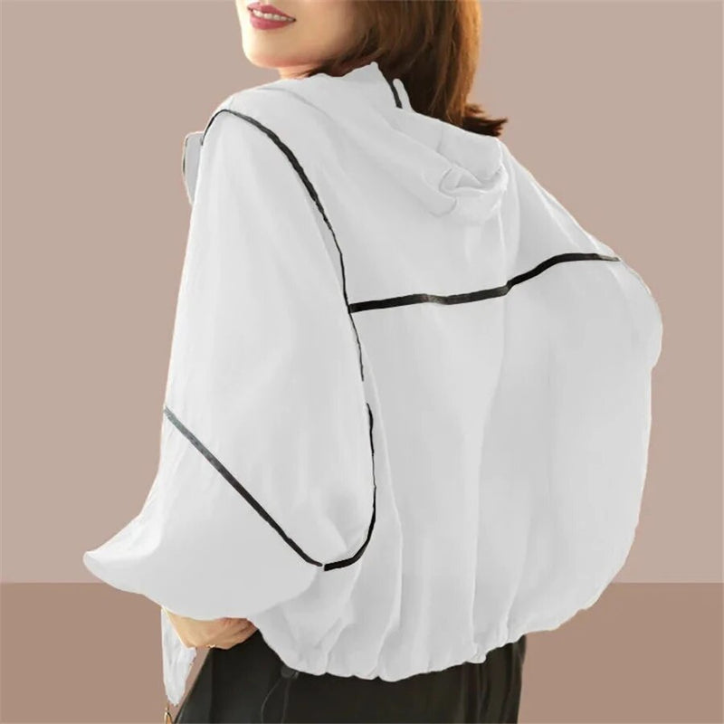 Lightweight Ladies Summer Hoodie Jacket with Oversized Fit – Zoë-White-S-State of Style