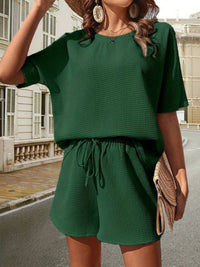 Lightweight Ladies Summer Set with Top and Shorts – Ninae-Green-S-State of Style