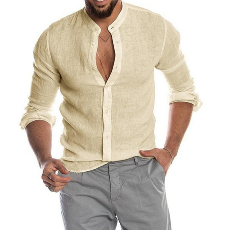 Lightweight Linen Shirt for Men - Arlo-Beige-S-State of Style