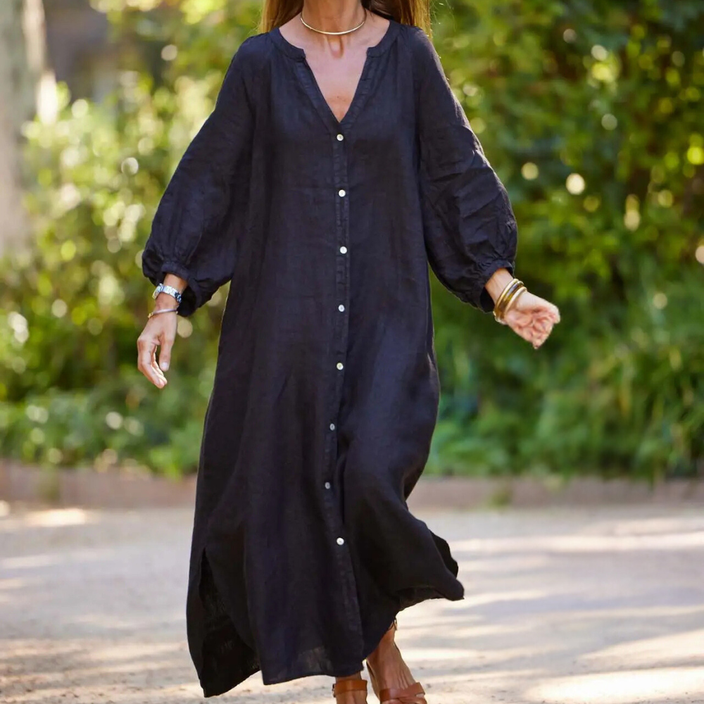 Lightweight Long Summer Dress - Naomi-Black-2XS-State of Style