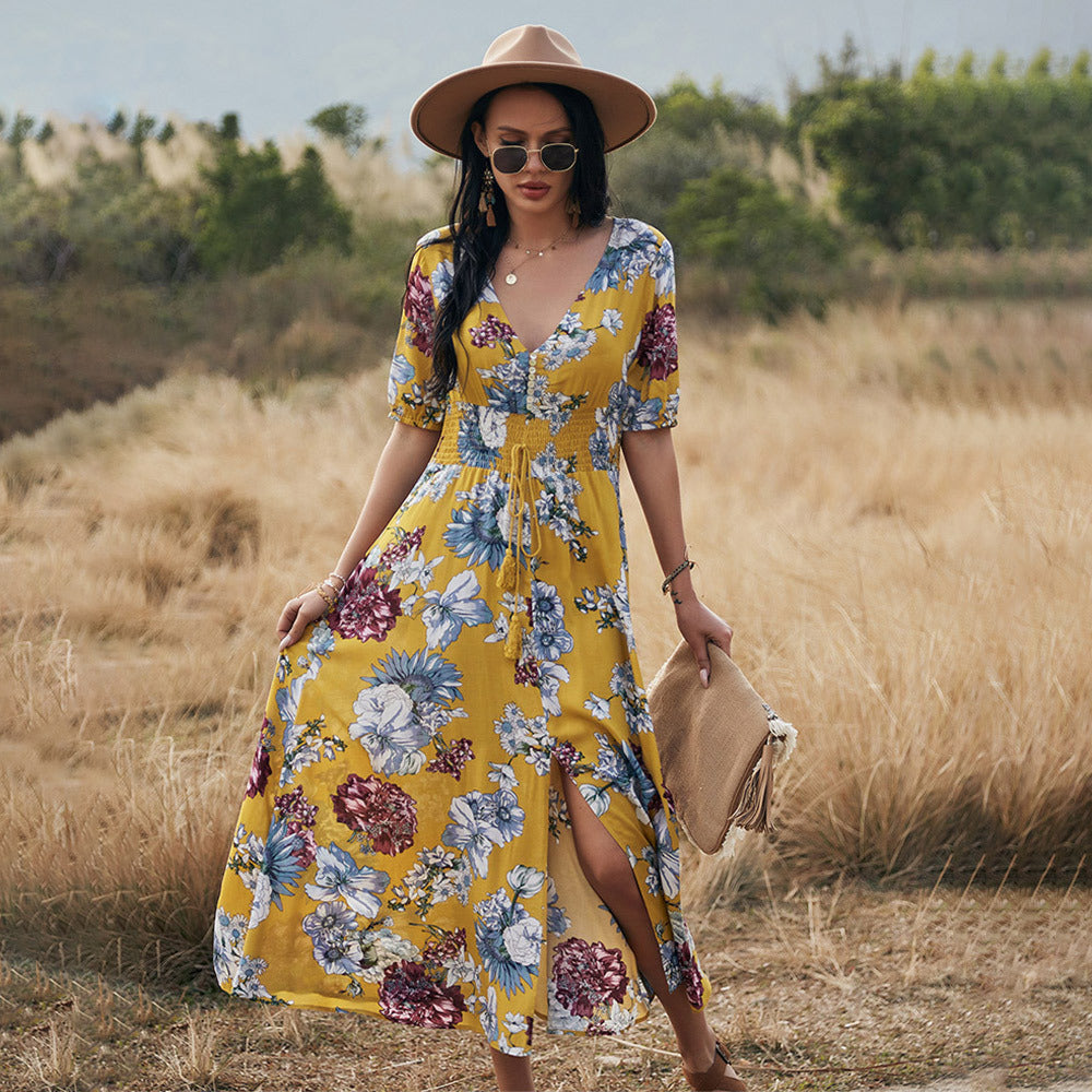 Lightweight Loose-Fitting Summer Dress – Ismay-Yellow-S-State of Style