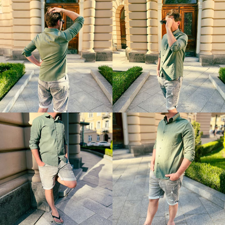 Lightweight Men's Cotton Shirt - Elias-Green-M-State of Style