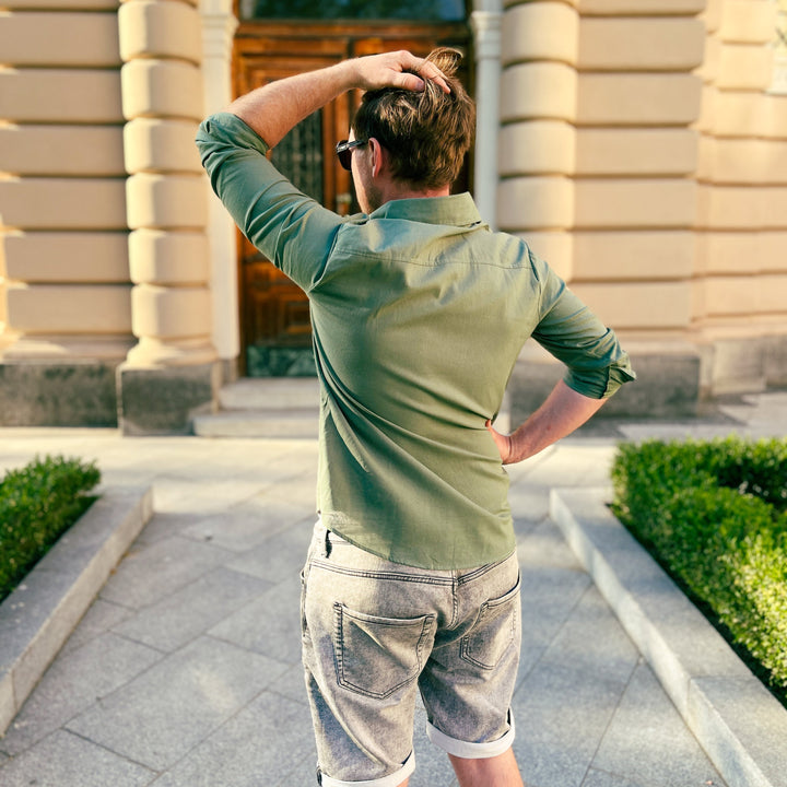 Lightweight Men's Cotton Shirt - Elias-Green-M-State of Style