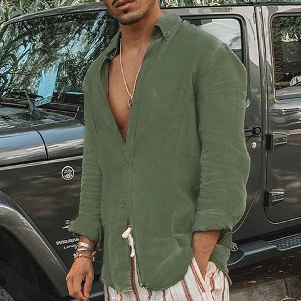 Lightweight Men's Cotton Shirt - Elias-Green-M-State of Style