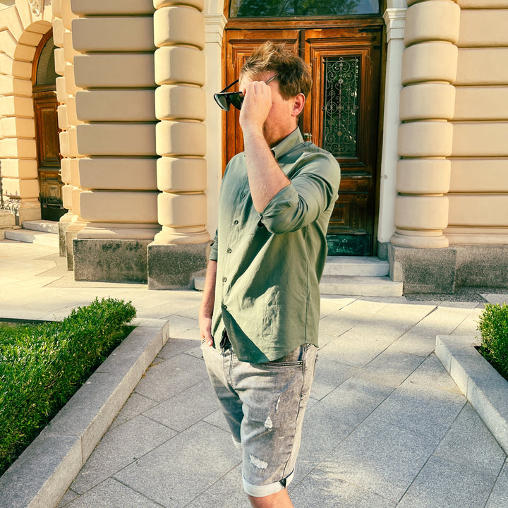 Lightweight Men's Cotton Shirt - Elias-Green-M-State of Style