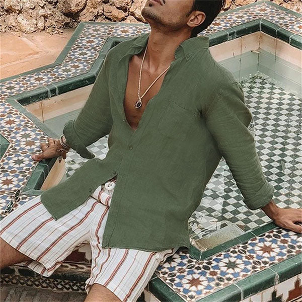 Lightweight Men's Cotton Shirt - Elias-Green-M-State of Style