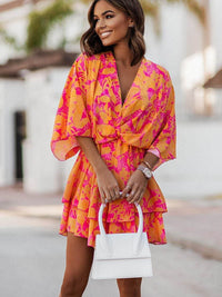 Lightweight Mini Dress - Elara-Orange/Pink-S-State of Style