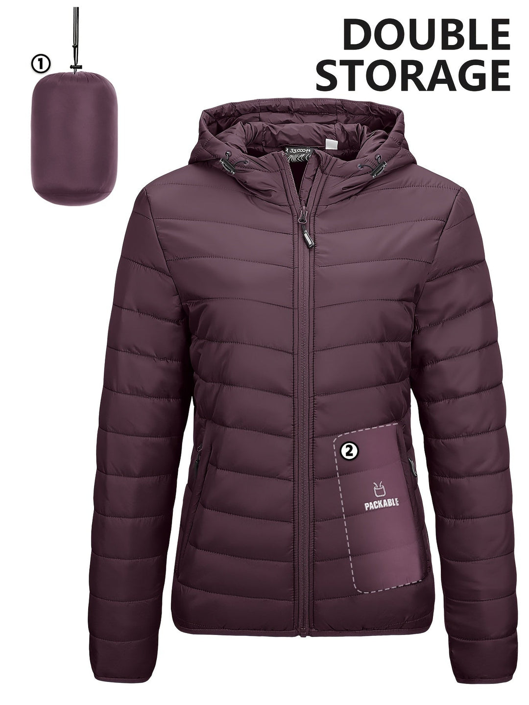 Lightweight Packable Women's Windbreaker with Hood - Aria-Fuchsia-XS-State of Style