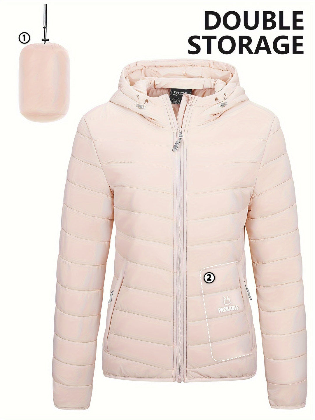 Lightweight Packable Women's Windbreaker with Hood - Aria-Light Pink/Grey-XS-State of Style